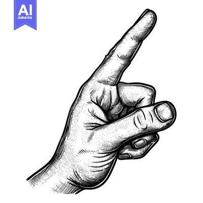 Premium design asset: Hand with Extended Index Finger Pointing Upwards