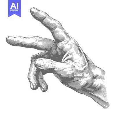 Popular premium asset: Detailed Engraved Illustration of a Hand Pointing Left