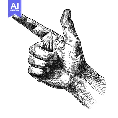 Aset desain premium: Hand Gesture Pointing to the Right with Index Finger Extended