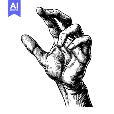 A Detailed Engraving of a Hand Holding a Small Object