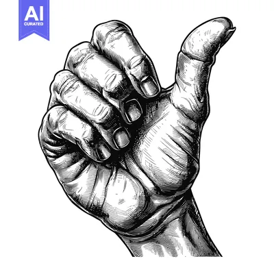 Aset desain premium: A Detailed Hand Drawing of a Hand Making a Pinching Gesture