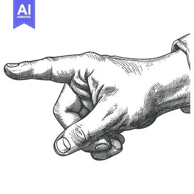 Aset desain premium: Hand Drawn Illustration of a Pointing Finger