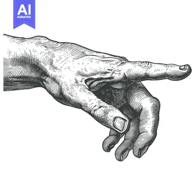 Aset premium populer: A Detailed Line Drawing of a Hand Pointing Forward
