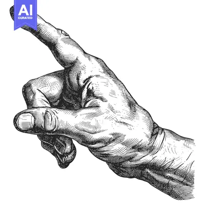 Popular premium asset: A Detailed Hand Drawn Illustration of a Hand Pointing to the Left