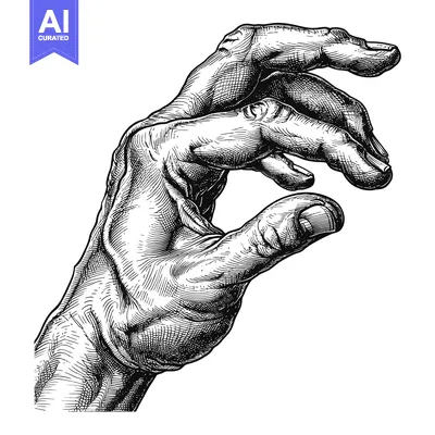 Aset premium populer: Detailed Line Art Drawing of a Grasping Hand