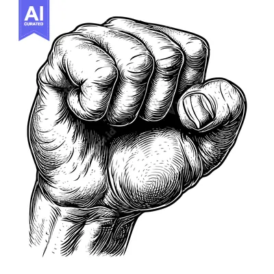 Aset premium populer: Detailed Black and White Illustration of a Human Fist