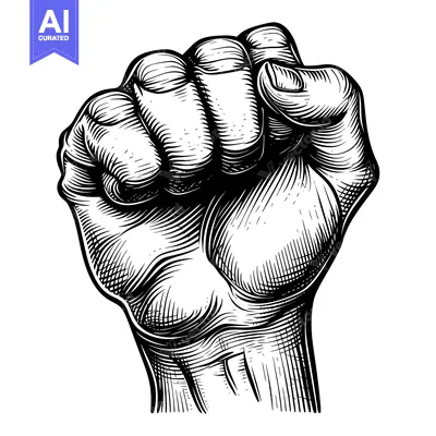 Aset premium populer: A Detailed Black and White Drawing of a Clenched Fist