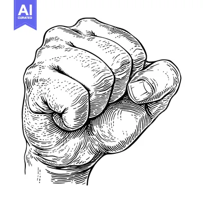 A Detailed Engraving of a Closed Fist