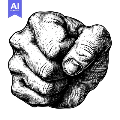 Aset desain premium: Black and White Hand Illustration of a Finger Pointing