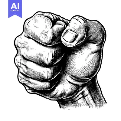Aset premium populer: Detailed Black and White Drawing of a Closed Fist