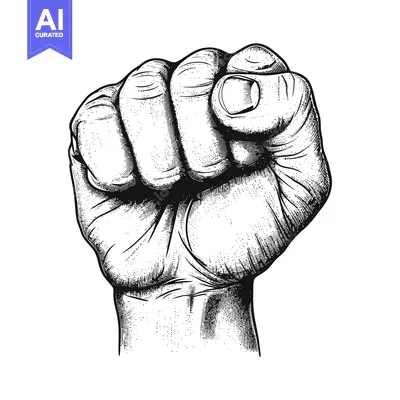 Aset premium populer: A Hand Drawn Illustration of a Clenched Fist