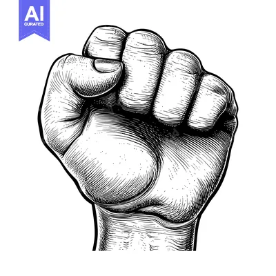 Popular premium asset: Black and White Engraving of a Closed Fist
