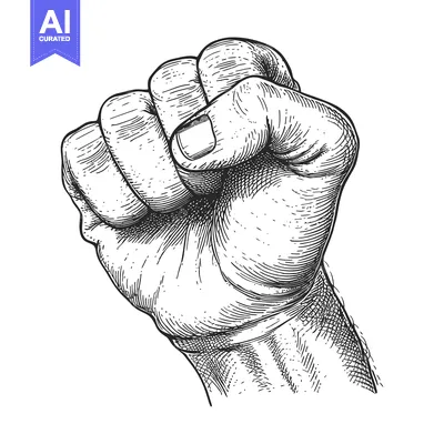 Aset premium populer: A Detailed Hand-Drawn Illustration of a Fist