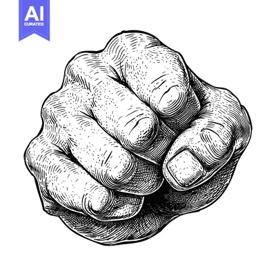 Premium design asset: A Hand Clenched in a Fist with the Index Finger Pointed Out