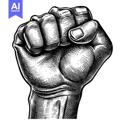 A Close-Up, Hand-Drawn Illustration of a Clenched Fist