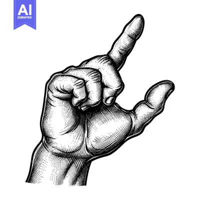 Premium design asset: Detailed Hand Illustration Pointing Upwards with Index Finger Extended