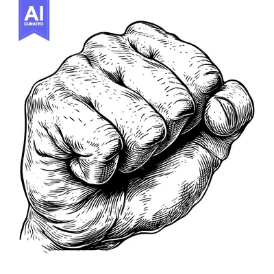 Aset desain premium: Hand Drawn Illustration of a Clenched Fist