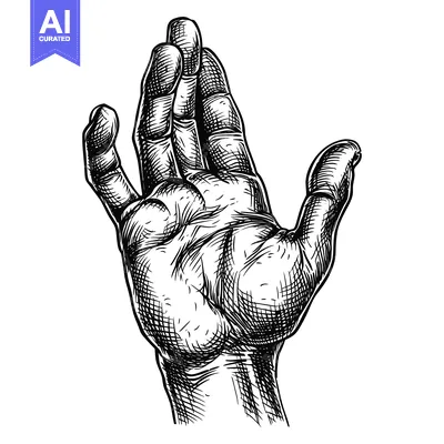 Premium design asset: Detailed Hand Reaching Upward in Hand-Drawn Style