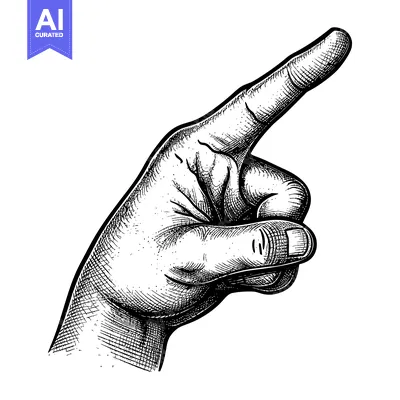 Aset premium populer: Black and White Illustration of a Hand Pointing Right
