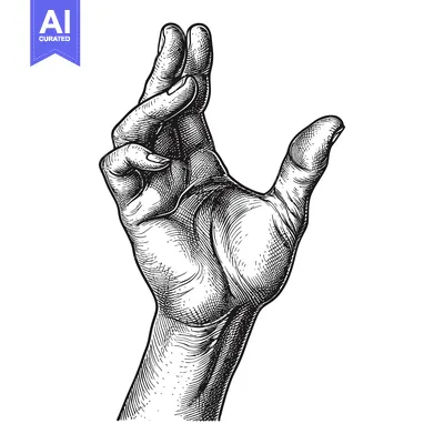 Aset premium populer: A Hand with Fingers Intertwined in a Gesture of Invitation