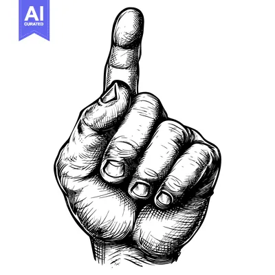 Aset premium populer: Black and White Hand Sketch of an Index Finger Pointing Upwards