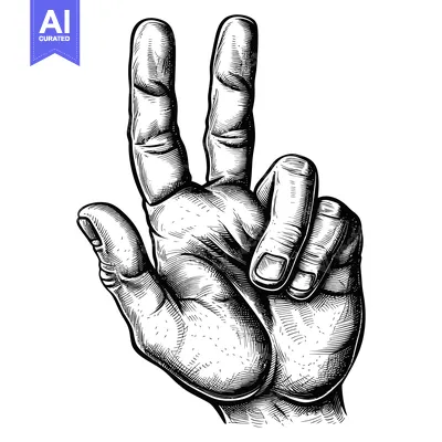 Aset premium populer: Hand with Two Fingers Extended in a Peace Sign Gesture