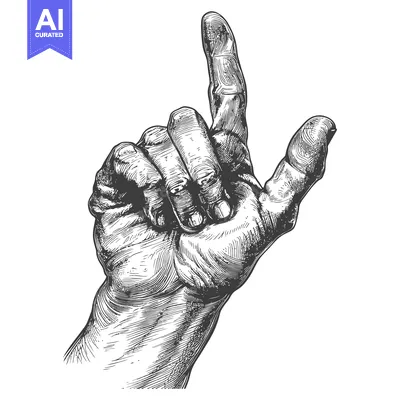 Aset premium populer: Hand Gesture Pointing Upwards in a Detailed Engraving Style
