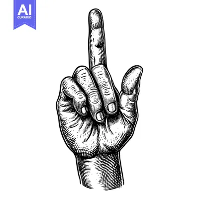 Popular premium asset: Hand Gesture with Index Finger Pointing Upwards in a Black and White E