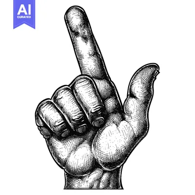 Aset premium populer: A Black and White Hand Sketch Pointing Upwards