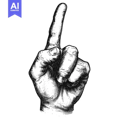 Aset desain premium: Black and White Hand Gesture Illustration