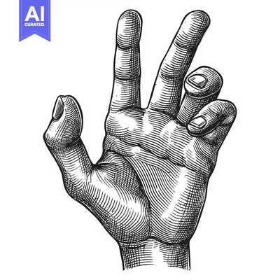 Aset premium populer: Hand with Bent Fingers in an Engraving Style