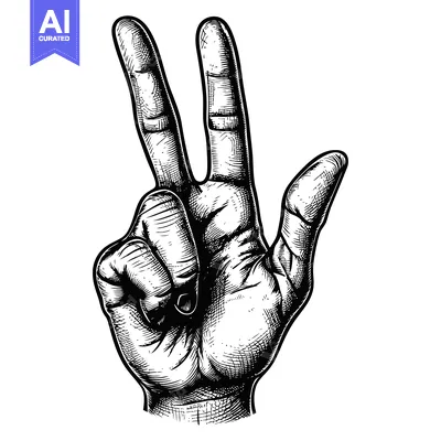 Premium design asset: Hand Gesture Signalling Peace or Victory with Three Fingers Extended