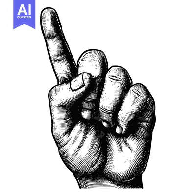 Popular premium asset: Black and White Hand Illustration Pointing Upwards