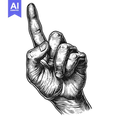 Aset desain premium: Hand Drawing of an Index Finger Pointing Upwards