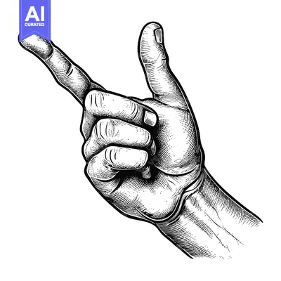 Aset desain premium: Hand Gesturing Towards the Left with Index Finger Extended