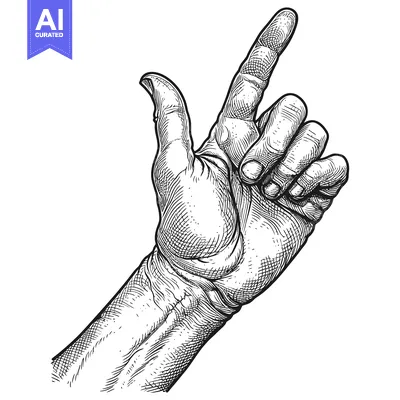 Aset premium populer: Detailed Line Art Illustration of a Hand Pointing Upwards