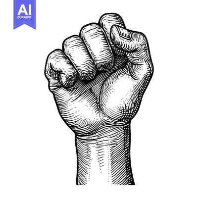 Popular premium asset: Black and White Line Art Illustration of a Raised Fist
