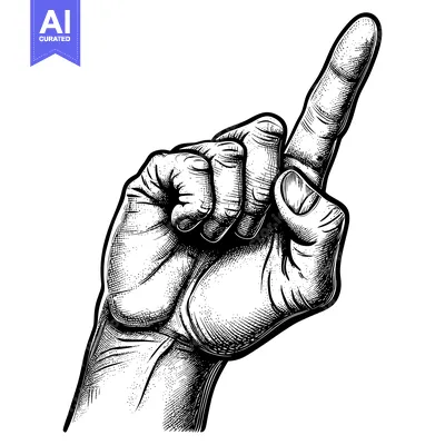 Aset premium populer: A Hand with Index Finger Pointing Upwards