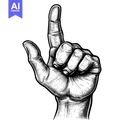 Aset desain premium: Hand pointing upwards with an extended index finger