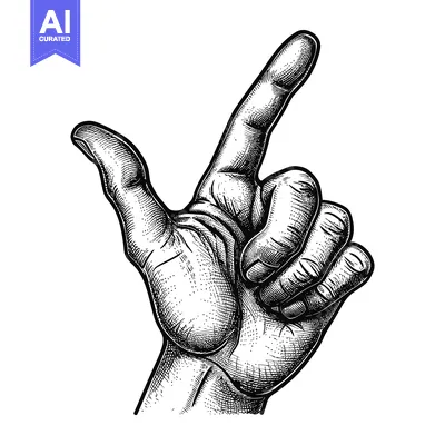 Popular premium asset: Black and White Hand Drawn Illustration of a Human Hand Pointing Upwar