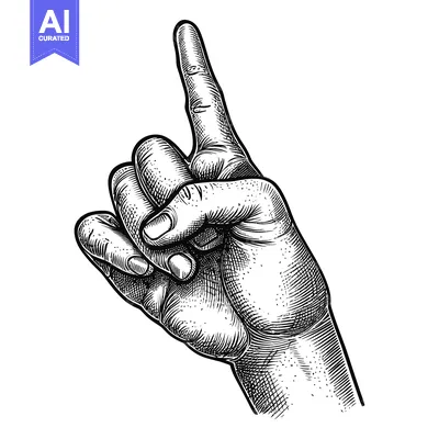 Premium design asset: Hand with Index Finger Pointing Upwards