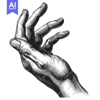Hand Reaching Out in an Engraving Style