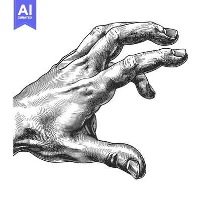 Detailed Hand Engraving with Fingers Curled Inward