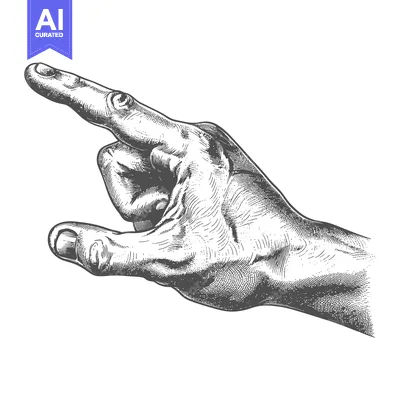 Aset desain premium: Hand Gesture Engraving Illustration of a Pointing Finger
