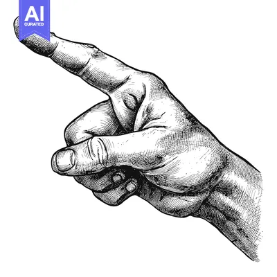 Aset desain premium: Hand with Extended Index Finger Pointing to the Right