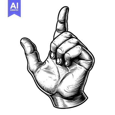 Aset desain premium: Hand Gesture Illustration in Black and White