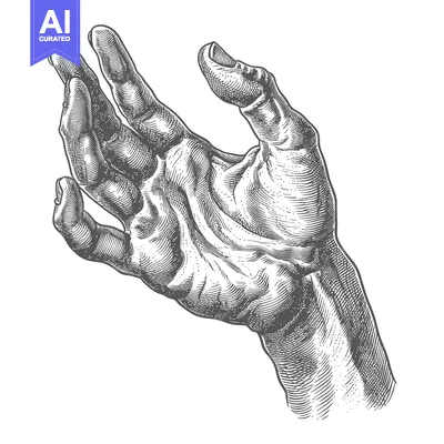 Aset premium populer: Detailed Engravings of a Human Hand in a Relaxed Position