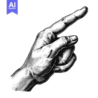 Popular premium asset: A Detailed Black and White Hand Illustration Pointing Right
