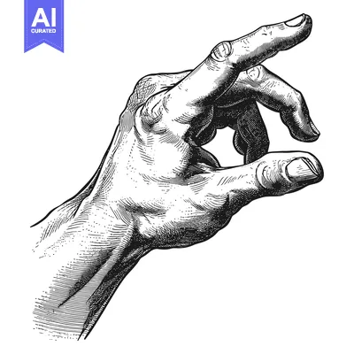 Aset desain premium: Hand Reaching Out with Finger Pointing Upwards