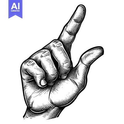 Aset desain premium: A Hand Gesturing Upwards with Index Finger Extended